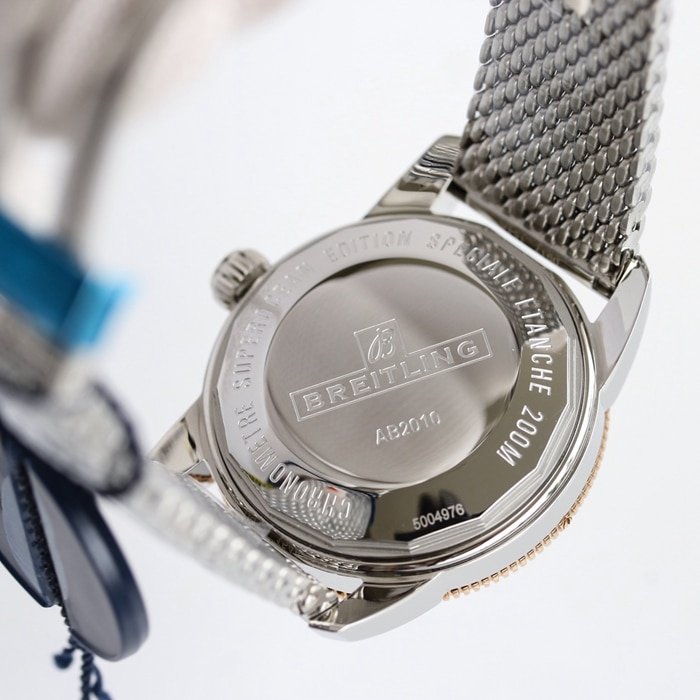 top-tier replica watch Breitling men's blue dial super ocean culture mechanical watch back cover picture