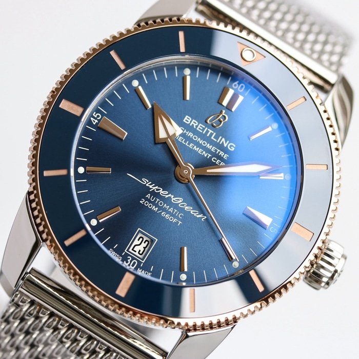 top-tier replica watch Breitling men's blue dial super ocean culture mechanical watch front view