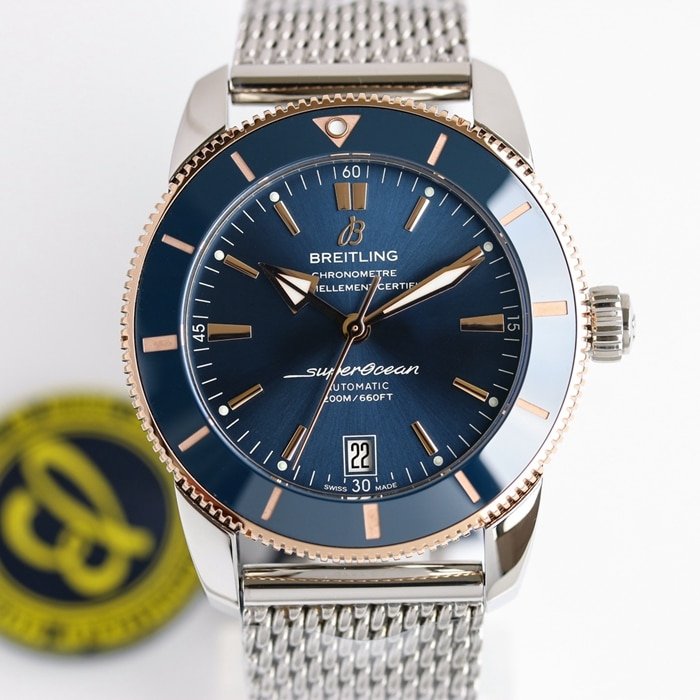 top-tier replica watch Breitling men's blue dial super ocean culture mechanical watch front view