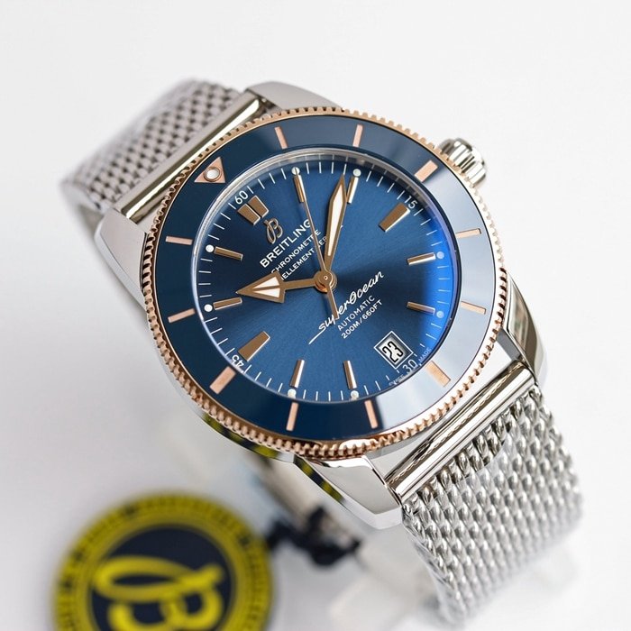 top-tier replica watch Breitling men's blue dial super ocean culture mechanical watch front view