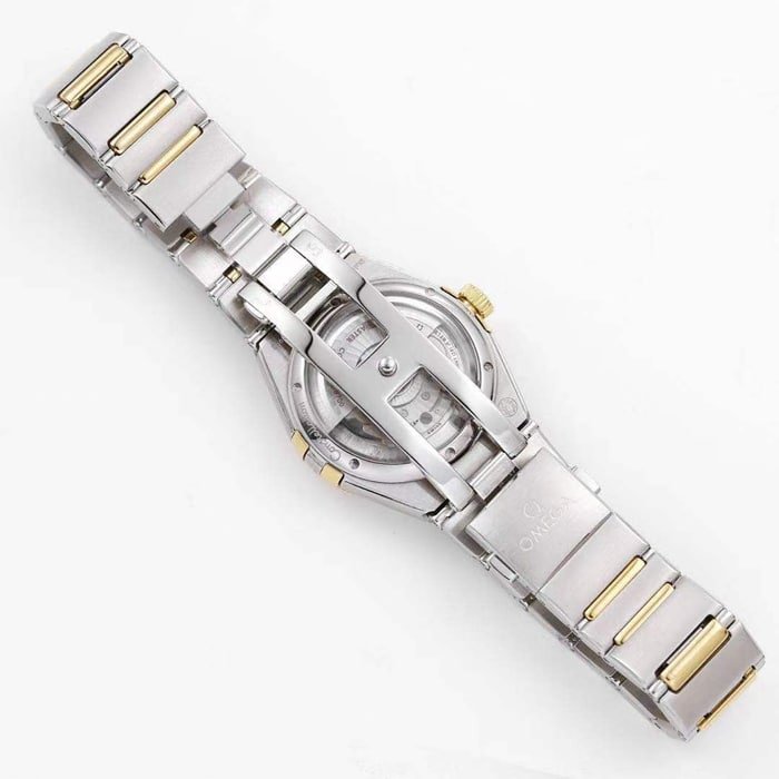top-tier replica watch Omega women's gold plate constellation series steel bracelet watch clasp picture