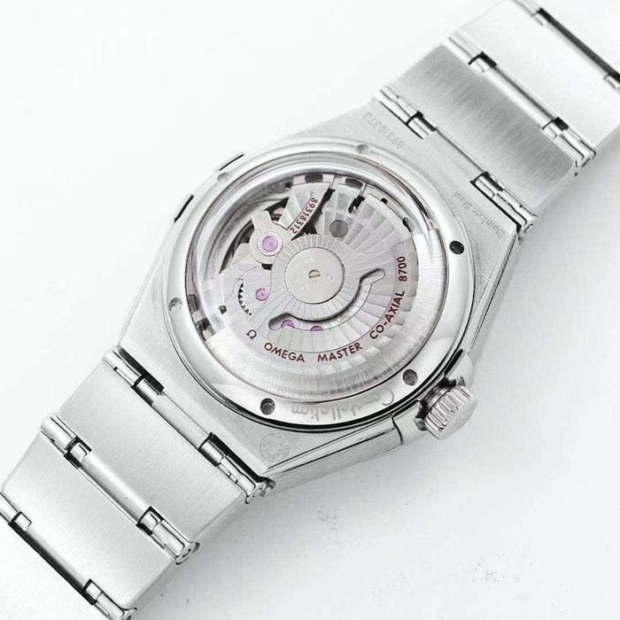top-tier replica watch Omega women's black dial constellation series steel bracelet watch movement picture