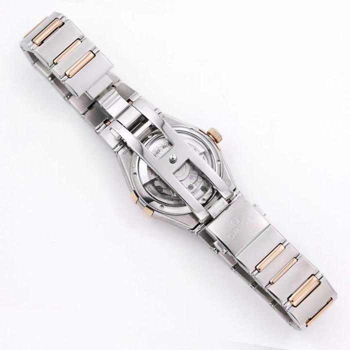 Top Replica Watches Omega Women's White Plate Constellation Series Steel Strap Watch Buckle Figure