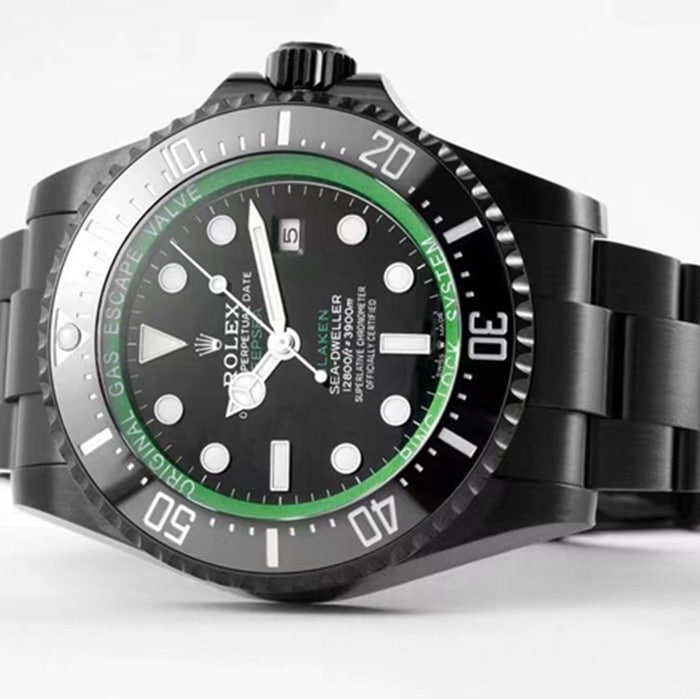 top-tier replica watch Rolex men's black dialsteel bracelet watch front view