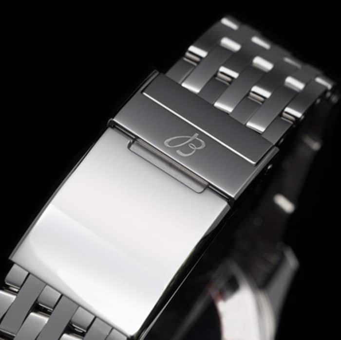 top-tier replica watch Breitling men's black dial aviation chronograph1 series steel bracelet watch clasp picture