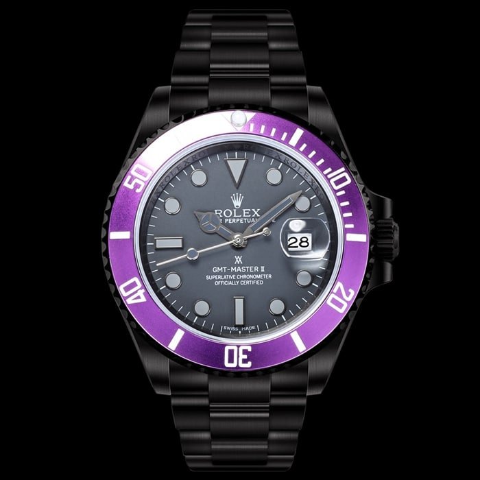 top-tier replica watch Rolex men's black dial Submariner series steel bracelet watch front view