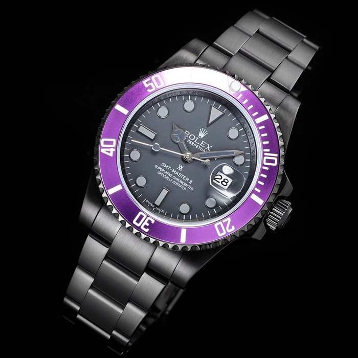 top-tier replica watch Rolex men's black dial Submariner series steel bracelet watch front view