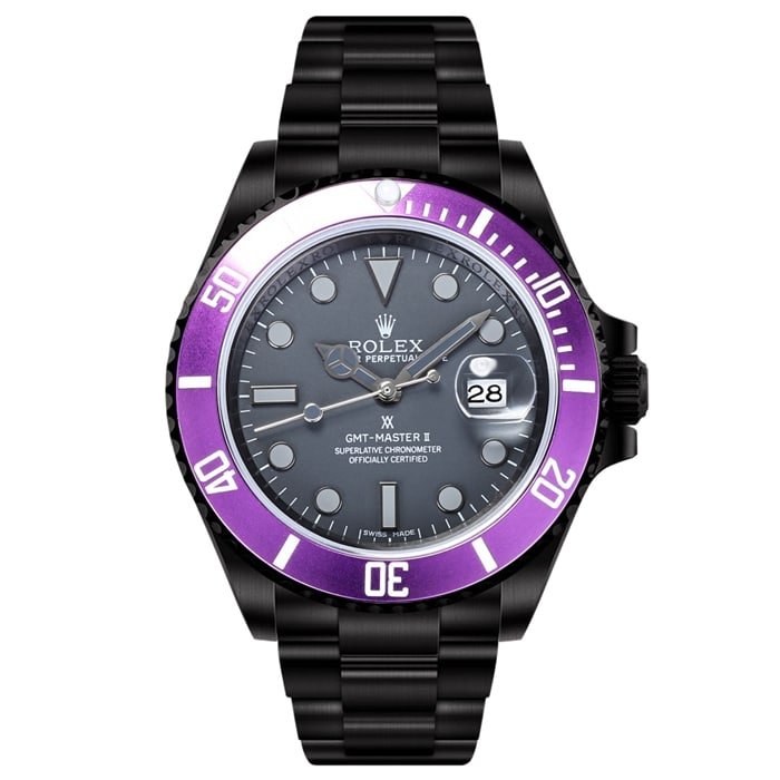 top-tier replica watch Rolex men's black dial Submariner series steel bracelet watch front view