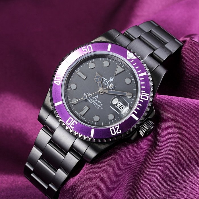 top-tier replica watch Rolex men's black dial Submariner series steel bracelet watch front view
