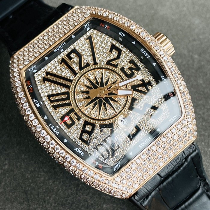 top-tier replica watch Franck Muller men's gold plate V45 SC DT series full automatic movement watch front view
