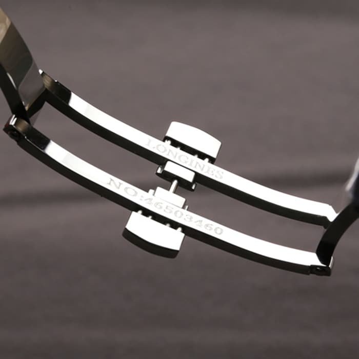 top-tier replica watch Longines men's white dial pioneer series steel bracelet watch clasp picture