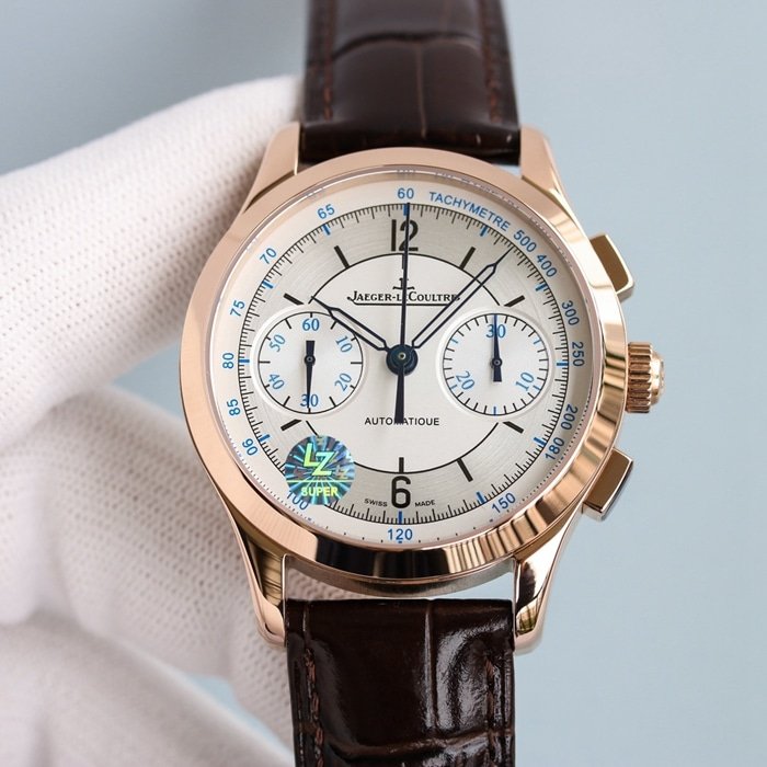 Premium Jaeger-LeCoultre Masculino Ouro Rosa Branco Disco Master Series Relógio Mecânico Totalmente Automático com Cristal de Safira — luxury replica watch guide | Watch Replica Expert