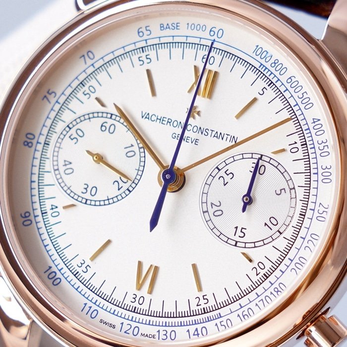 top-tier replica watch Vacheron Constantin men's white dial1955 series leather strap watch front view
