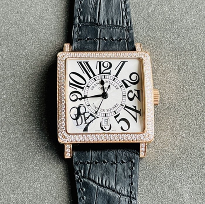 Top super clone Franck Muller masculino placa de ouro cheio de estrelas série cinto relógio de pulso com caixa quadrada e pulseira de couro de bezerro — detailed review and buying guide | Watch Replica Expert