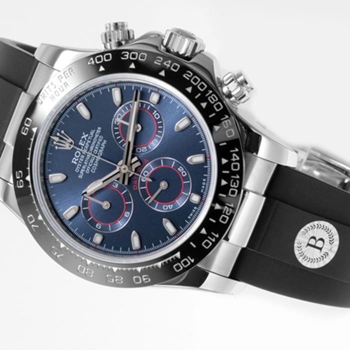 Top-tier replica watch Rolex men's blue dial Cosmograph Daytona watch front view