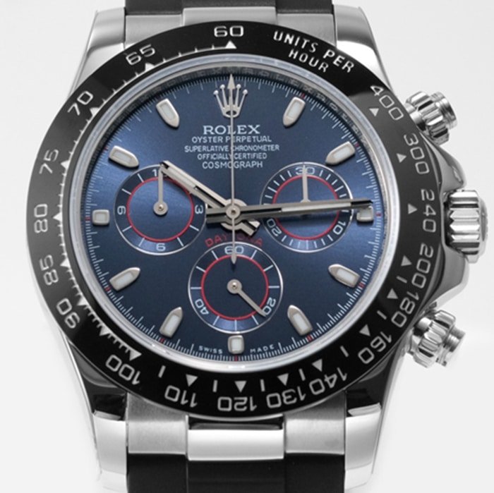 Top-tier replica watch Rolex men's blue dial Cosmograph Daytona watch front view