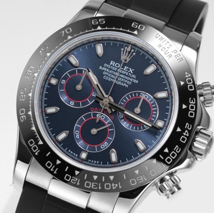 Top-tier replica watch Rolex men's blue dial Cosmograph Daytona watch front view