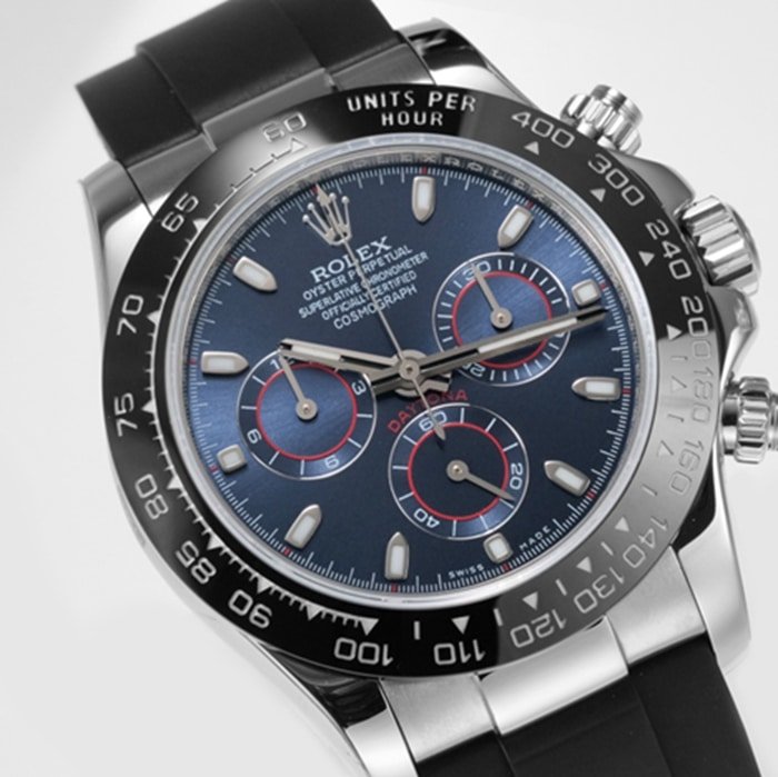 Top-tier replica watch Rolex men's blue dial Cosmograph Daytona watch front view