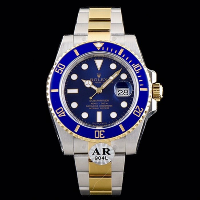 top-tier replica watch Rolex men's blue dial Submariner series steel bracelet watch front view
