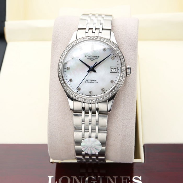 top-tier replica watch Longines men's black dial pioneer series steel bracelet watch front view
