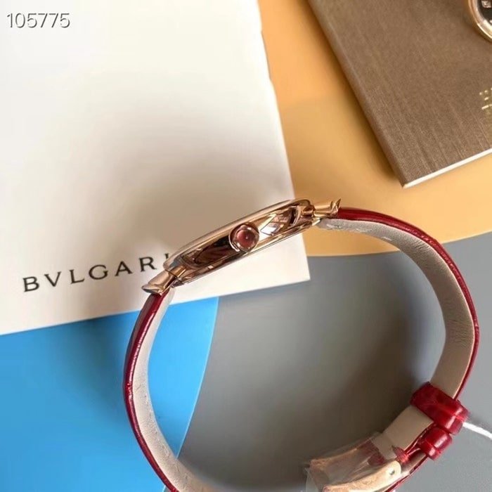 top-tier replica watch Bvlgari women's white dialquartzleather strap watch side view