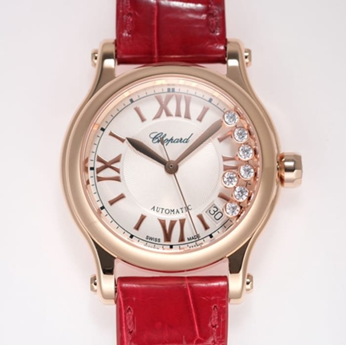 Chopard Happy Diamonds Super Clone Damenuhr mit weißem Zifferblatt und rotem Armband, edle Göttinnenuhr — detailed review and buying guide | Watch Replica Expert