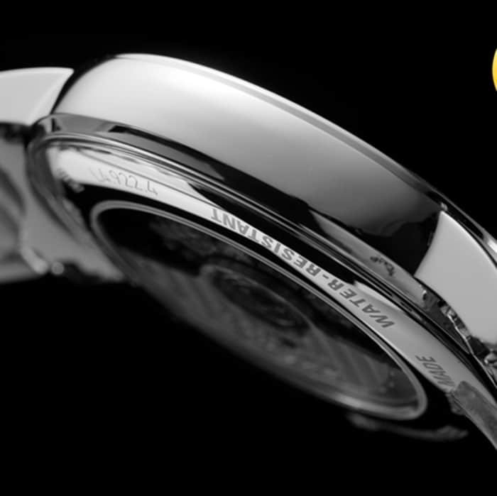 top-tier replica watch Longines men's blue dialsteel bracelet magnificent series watch side view