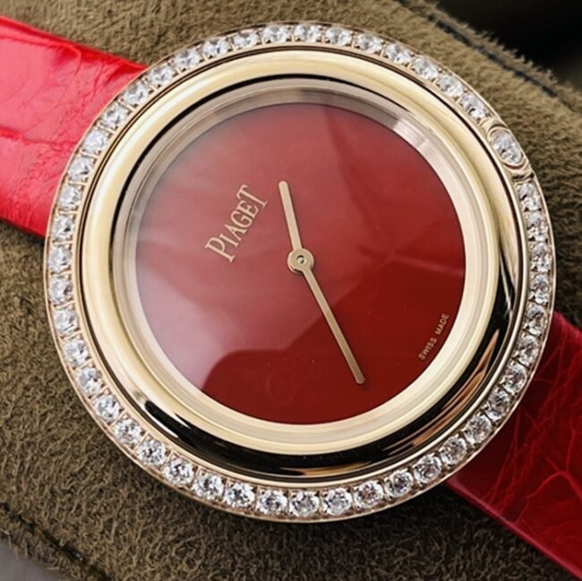 top-tier replica watch Piaget Men's V3 Upgraded Edition Red Plate red strap Time Series Watch Front View