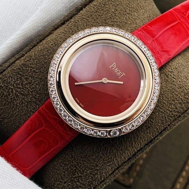 top-tier replica watch Piaget Men's V3 Upgraded Edition Red Plate red strap Time Series Watch Front View