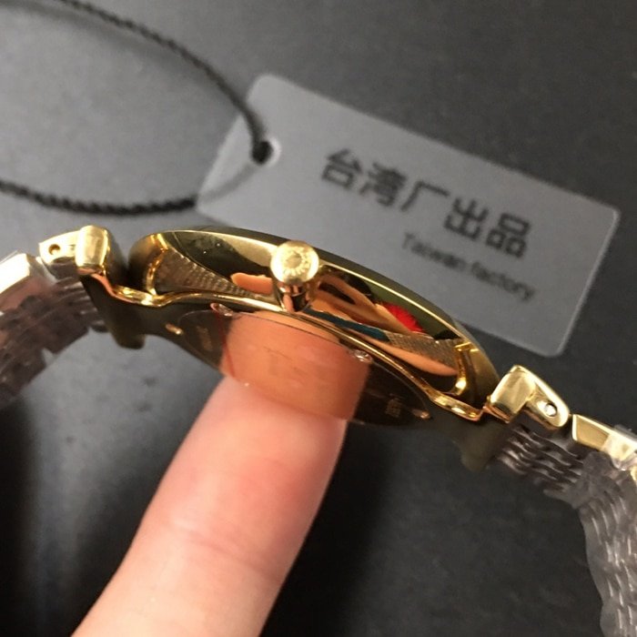 top-tier replica watch Longines couple white dial gold belt Jialan series steel braceletquartz watch side view