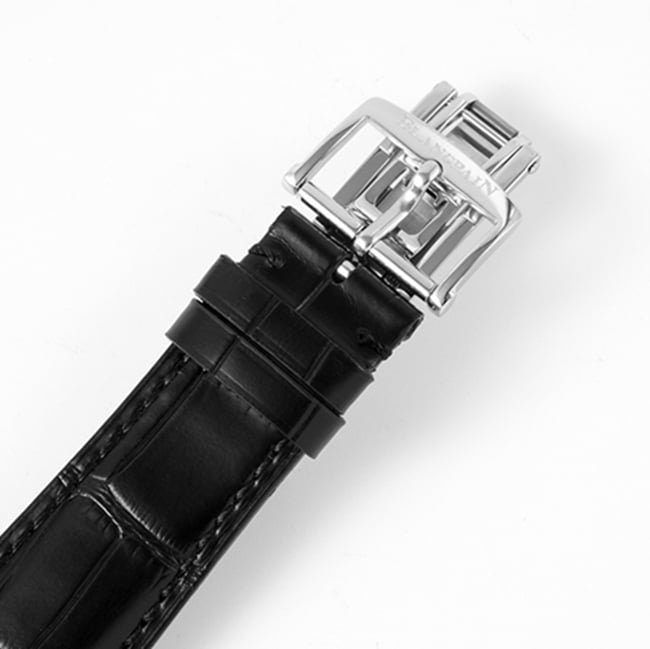 top-tier replica watch Blancpain men's white dial black belt classic series watch clasp picture