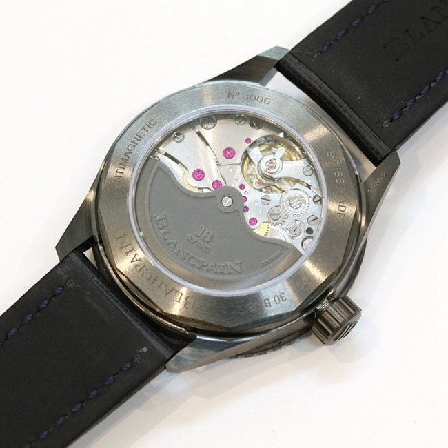 top-tier replica watch Blancpain men's blue dial nylon strap fifty fathom series watch movement picture