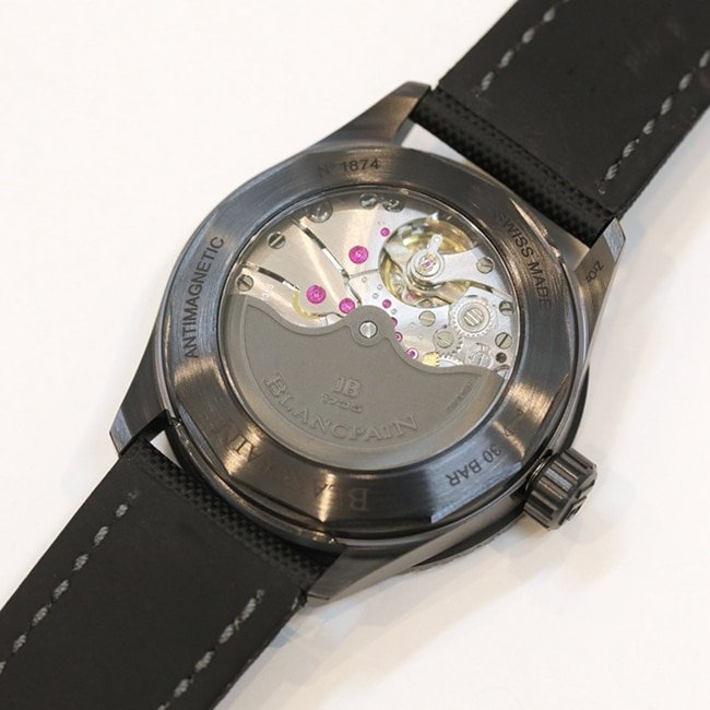 top-tier replica watch Blancpain men's blue dial nylon belt fifty fathoms automatic movement watch movement picture