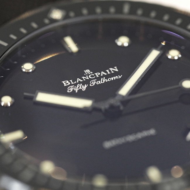 top-tier replica watch Blancpain men's blue dial nylon belt fifty fathoms automatic movement watch detail shots