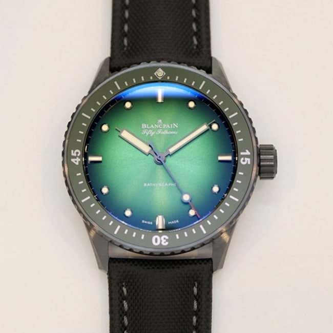 GF Blancpain Fifty Seekers Aurora Relógio de edição limitada com pulseira de nylon com mostrador verde — detailed review and buying guide | Watch Replica Expert