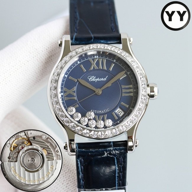 Top Replica Watches Montre automatique Chopard pour femme avec cadran bleu et bracelet bleu Happy Diamonds Series avec mouvement exclusif personnalisé 2892-2 — detailed review and buying guide | Watch Replica Expert