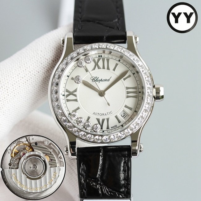 Chopard Noble Goddess White Dial Black Strap HAPPY DIAMONDS Mechanical Watch, Superb Details — detailed review and buying guide | Watch Replica Expert