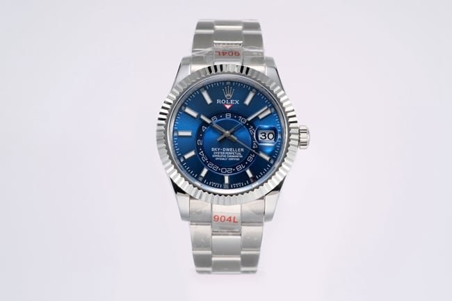 top-tier replicaRolex men's blue dialsteel bracelet pilot series automatic movement watch front view