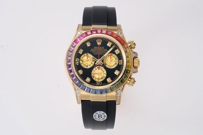 top-tier replicaRolex men's black dialrubber strap new Daytona automatic movement watch front view