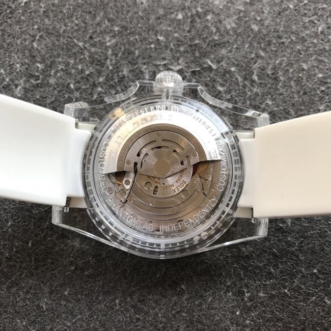 top-tier replicaRolex men's blue dialrubber strap crystal series full automatic movement watch movement picture