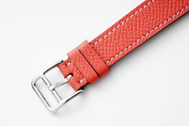 top-tier replica Hermes Slim d’Hermes women’s white dial red band quartz watch clasp picture