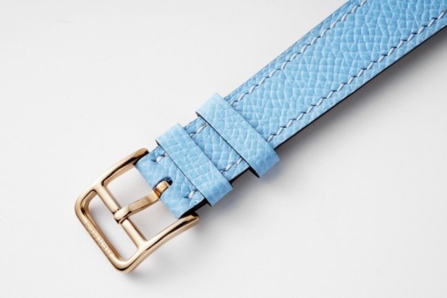 top-tier replica Hermes Slim d’Hermes women’s white dial blue belt quartzleather strap watch clasp picture