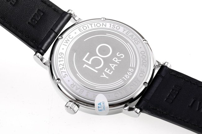 V7 factory top-tier replicaIWC high-quality replica watch men's blue dial black belt wave Fino series automatic movementleather strap watch back cover picture