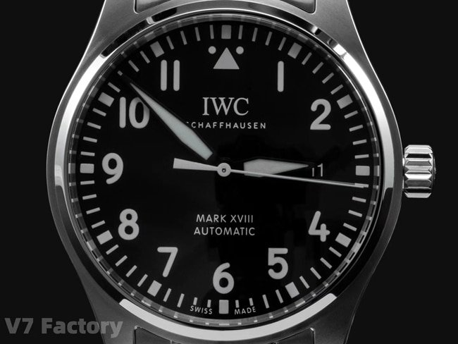V7 factory IWC top-tier replica watch men's black dialsteel bracelet mechanical ultimate version mark eighteen series watch front view