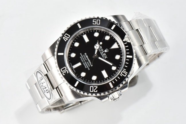 CLEAN factory top replica Rolex imitation watch men's black dial steel strap v4 latest version mechanical watch front view