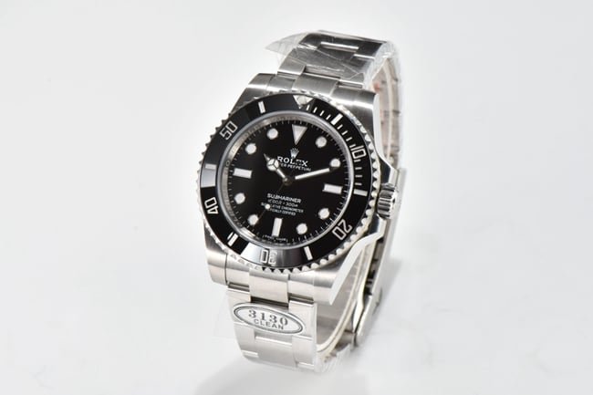CLEAN factory top replica Rolex imitation watch men's black dial steel strap v4 latest version mechanical watch front view