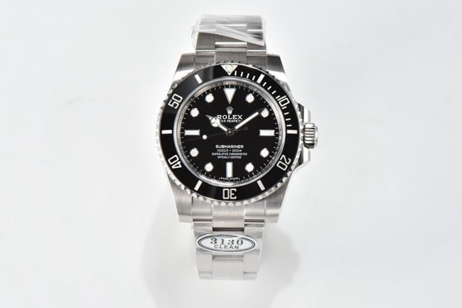 CLEAN factory top replica Rolex imitation watch men's black dial steel strap v4 latest version mechanical watch front view