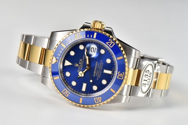 CLEAN FactoryRolextop-tierhigh-quality replica watch blue dial gold belt v4 latest version 18k mechanical watch front view