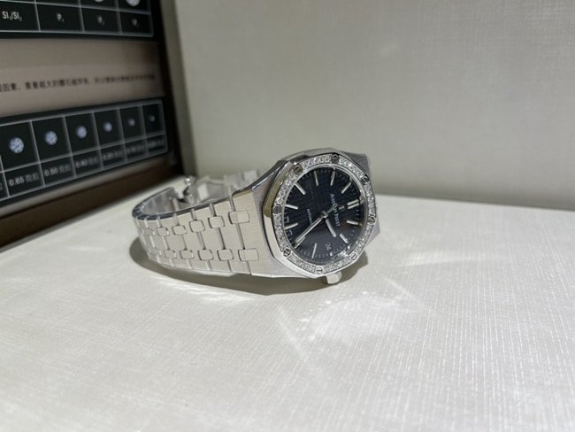 Top Audemars Piguet super clone watches for men black plate steel mechanical watch front view