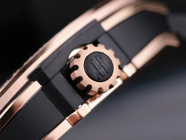 Hublottop-tier replica watch men's black dial black belt MASTERPIECE series tourbillon mechanical leather strap watch detail shots